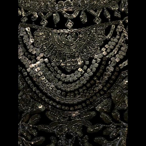 ADRIANNA PAPELL Black Maxi Dress w/Beaded Bodice Size 8 - Picture 7 of 13